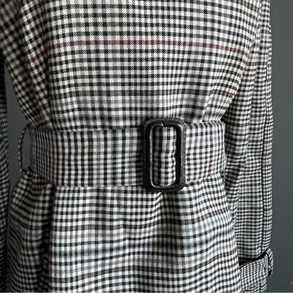 ASOS Houndstooth Check Trench Dress Belted Midi Long Sleeve US 4 - Picture 4 of 11